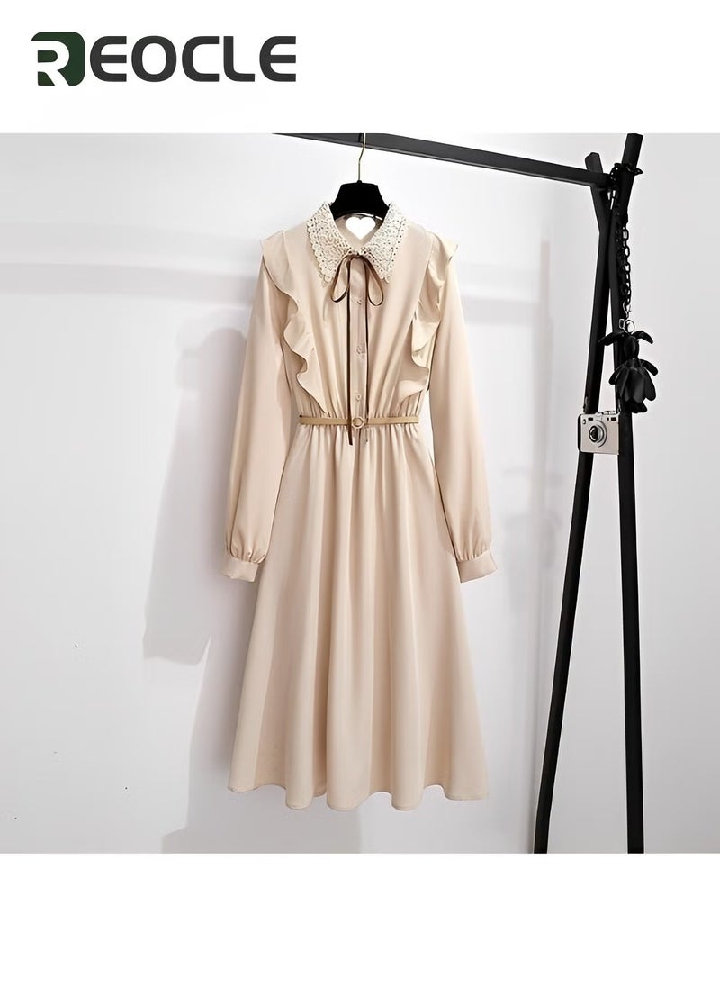 REOCLE Blazer and Dress Ruffle Dress Women's Long-sleeved Temperament French Early Autumn Suit Two-piece Set  - Image 5