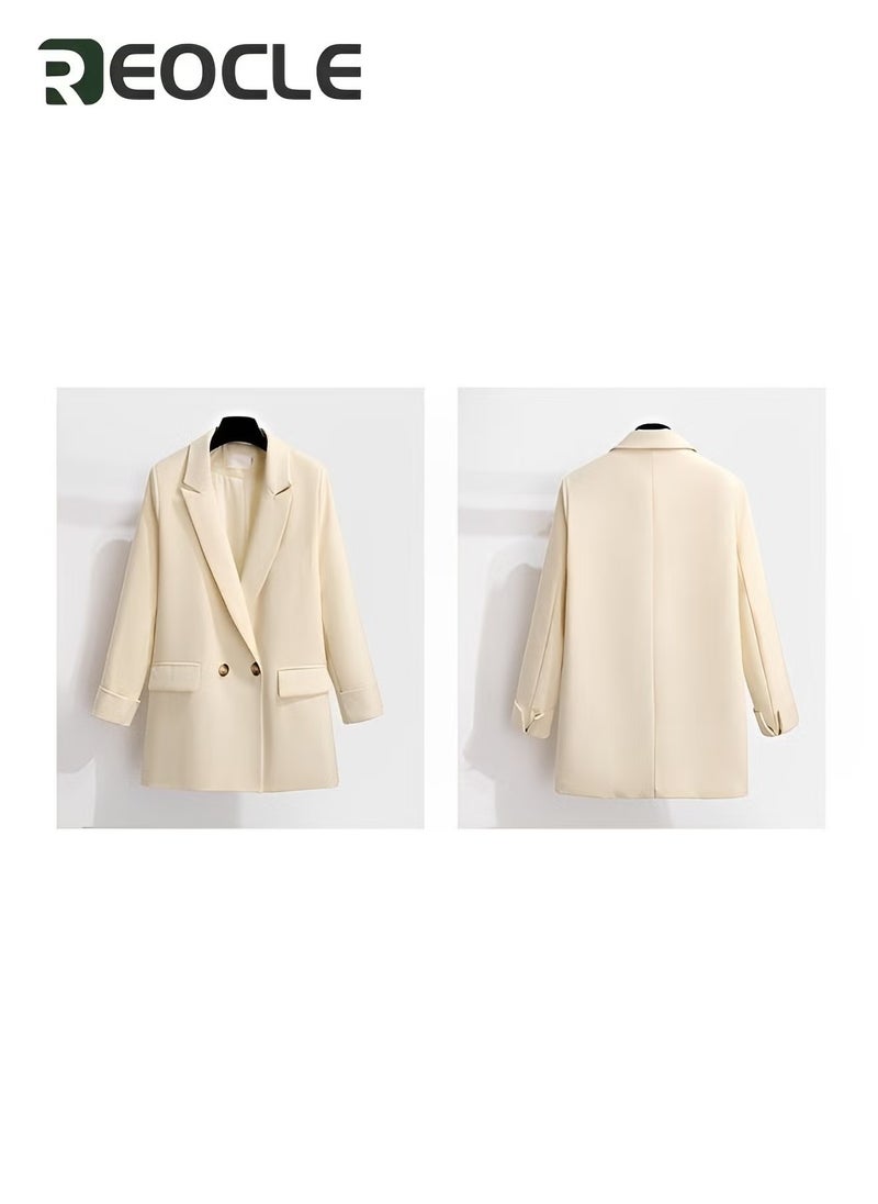 REOCLE Blazer and Dress Ruffle Dress Women's Long-sleeved Temperament French Early Autumn Suit Two-piece Set  - Image 4