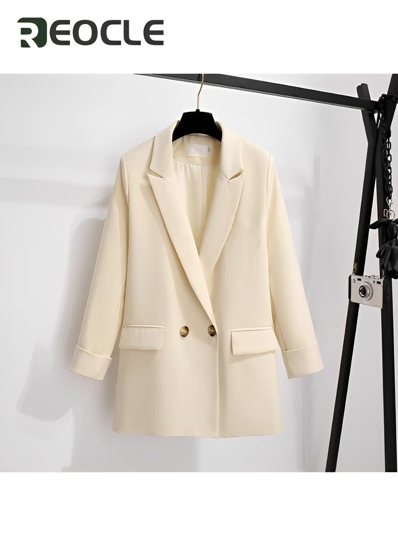 REOCLE Blazer and Dress Ruffle Dress Women's Long-sleeved Temperament French Early Autumn Suit Two-piece Set  - Image 3