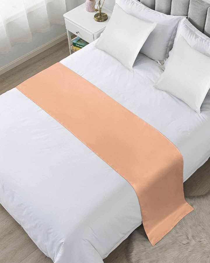 Peach Fuzz Bed Runner 102x20 Inch for Cal King Bed Decorative Throw Foot of Bed - Image 1