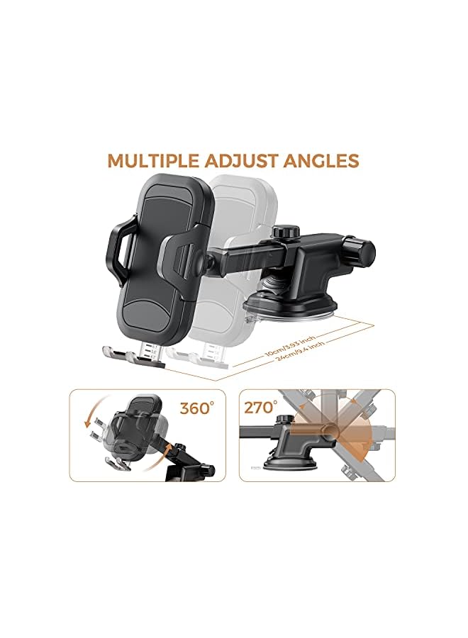 MUSON Car Phone Mount, Dashboard/Air Vent/Windshield Phone Holder for car with 360° Rotation&Extended Arm Stable Car Phone holder fit with iPhone 12 11 Pro Max Xs 6 7 8, Samsung Galaxy LG Huawei, etc - Image 4