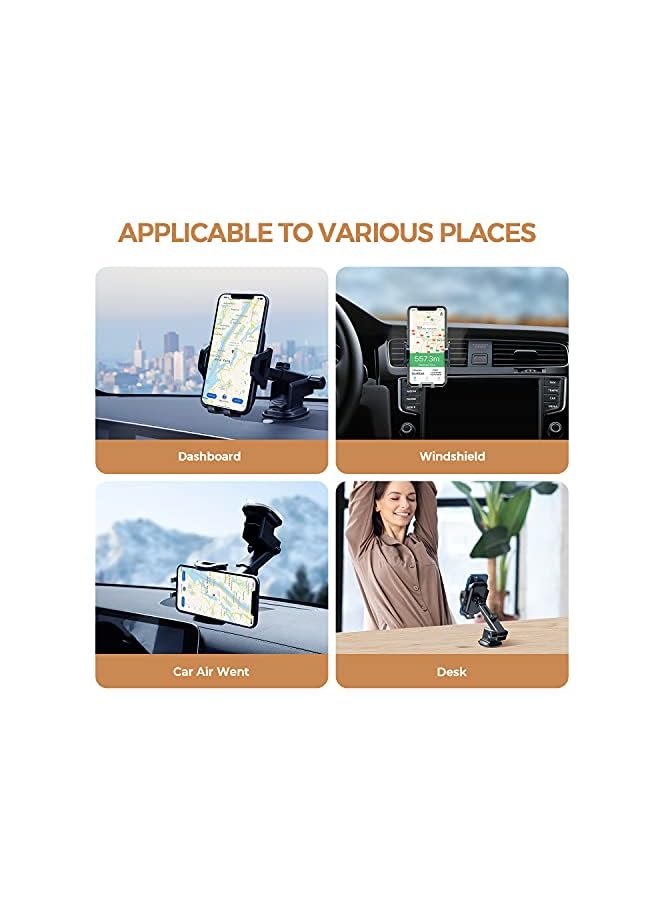 MUSON Car Phone Mount, Dashboard/Air Vent/Windshield Phone Holder for car with 360° Rotation&Extended Arm Stable Car Phone holder fit with iPhone 12 11 Pro Max Xs 6 7 8, Samsung Galaxy LG Huawei, etc - Image 2
