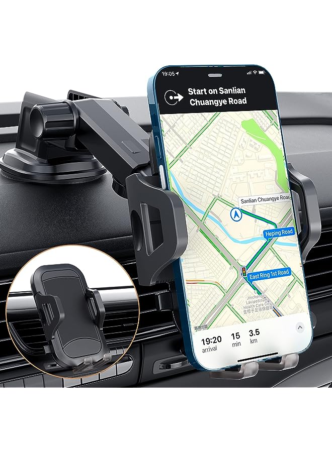MUSON Car Phone Mount, Dashboard/Air Vent/Windshield Phone Holder for car with 360° Rotation&Extended Arm Stable Car Phone holder fit with iPhone 12 11 Pro Max Xs 6 7 8, Samsung Galaxy LG Huawei, etc - Image 1