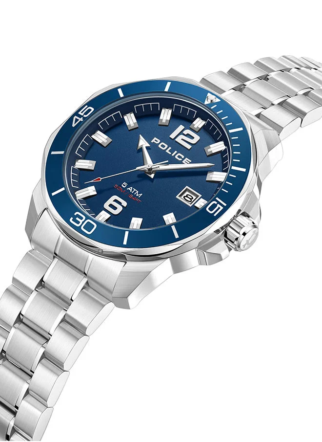 بوليس Thornton Watch For Men Blue Dial And Silver Bracelet