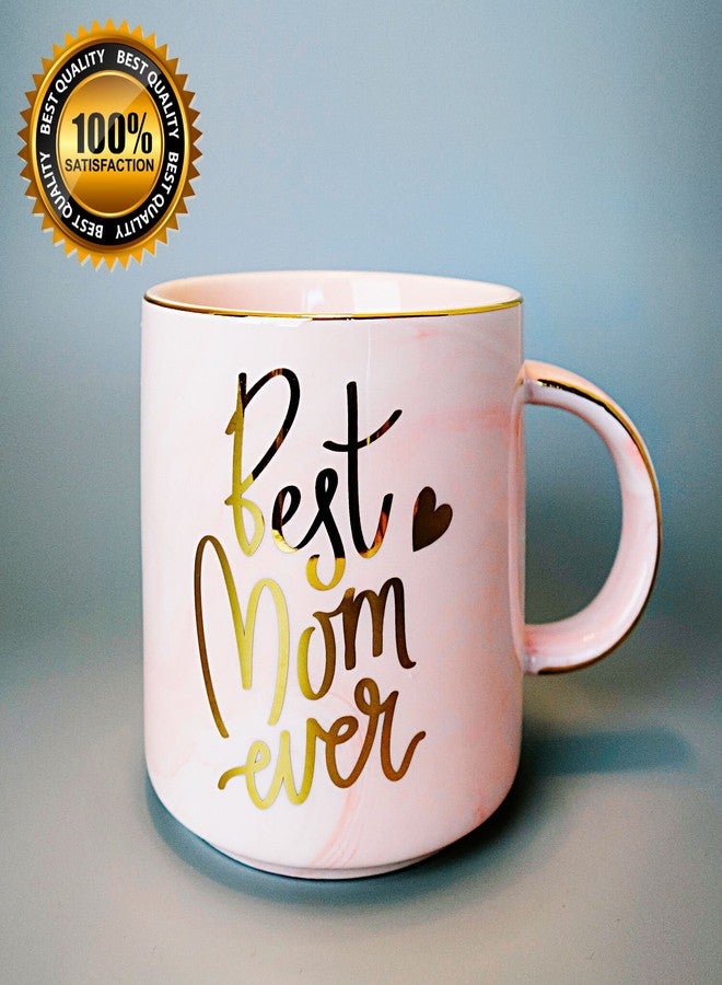 VILIGHT Best Mom Ever Gifts for Mom from Daughter Son - Pink Marble Mug Ceramic Coffee Cup 11oz - Image 2