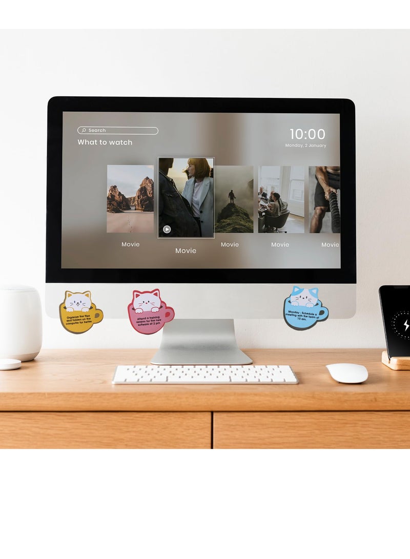 KASTWAVE ملاحظات لاصقة لطيفة، مجموعة ملاحظات لاصقة على شكل قطة، 16 حزمة ملاحظات لاصقة كرتونية، دفاتر ملاحظات لاصقة للمكتب والمدرسة والمنزل، هدايا للطلاب وزملاء الغرفة، لوازم التبويب - Image 2