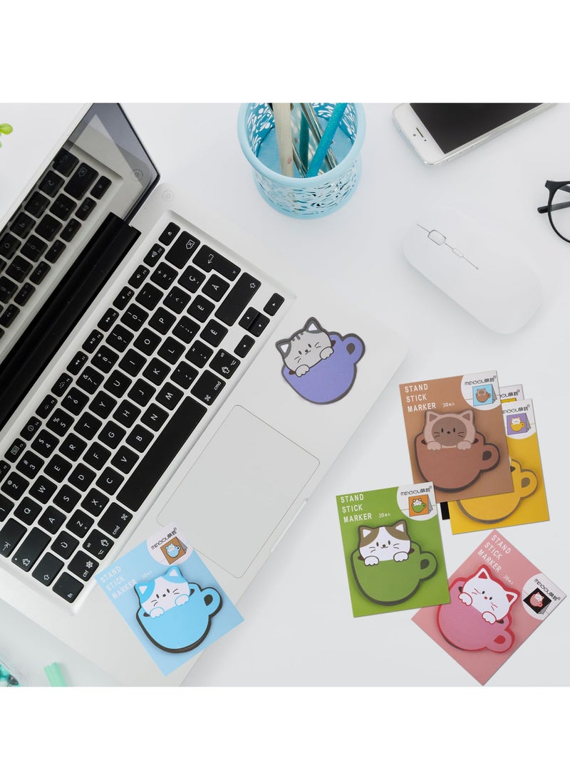 KASTWAVE ملاحظات لاصقة لطيفة، مجموعة ملاحظات لاصقة على شكل قطة، 16 حزمة ملاحظات لاصقة كرتونية، دفاتر ملاحظات لاصقة للمكتب والمدرسة والمنزل، هدايا للطلاب وزملاء الغرفة، لوازم التبويب - Image 4