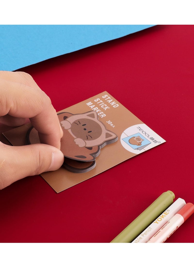 KASTWAVE ملاحظات لاصقة لطيفة، مجموعة ملاحظات لاصقة على شكل قطة، 16 حزمة ملاحظات لاصقة كرتونية، دفاتر ملاحظات لاصقة للمكتب والمدرسة والمنزل، هدايا للطلاب وزملاء الغرفة، لوازم التبويب - Image 3