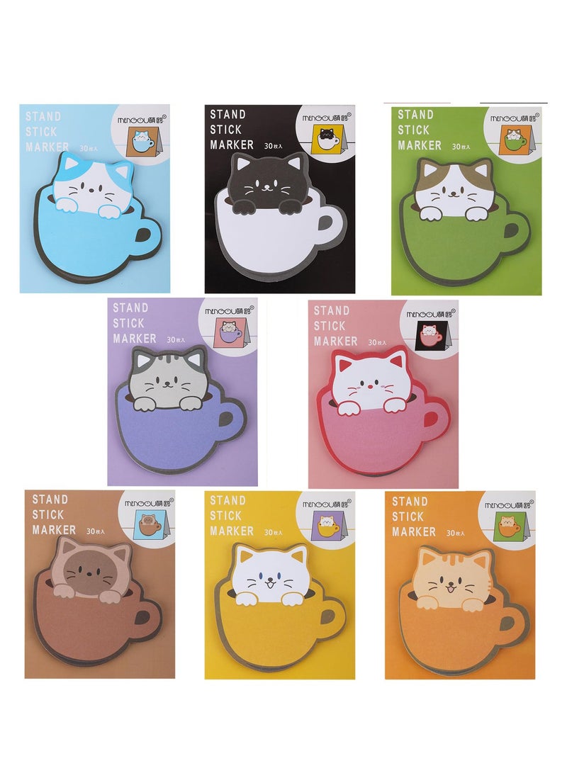 KASTWAVE ملاحظات لاصقة لطيفة، مجموعة ملاحظات لاصقة على شكل قطة، 16 حزمة ملاحظات لاصقة كرتونية، دفاتر ملاحظات لاصقة للمكتب والمدرسة والمنزل، هدايا للطلاب وزملاء الغرفة، لوازم التبويب - Image 1