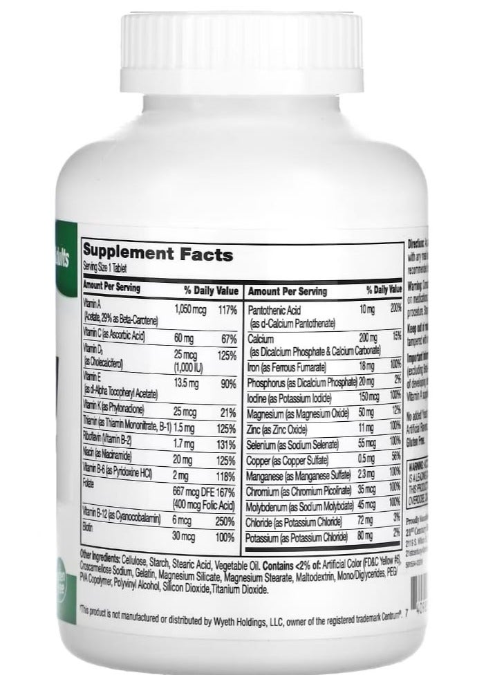 21st Century Adults Multivitamin & Multimineral Supplement 300 Tablets - Image 3