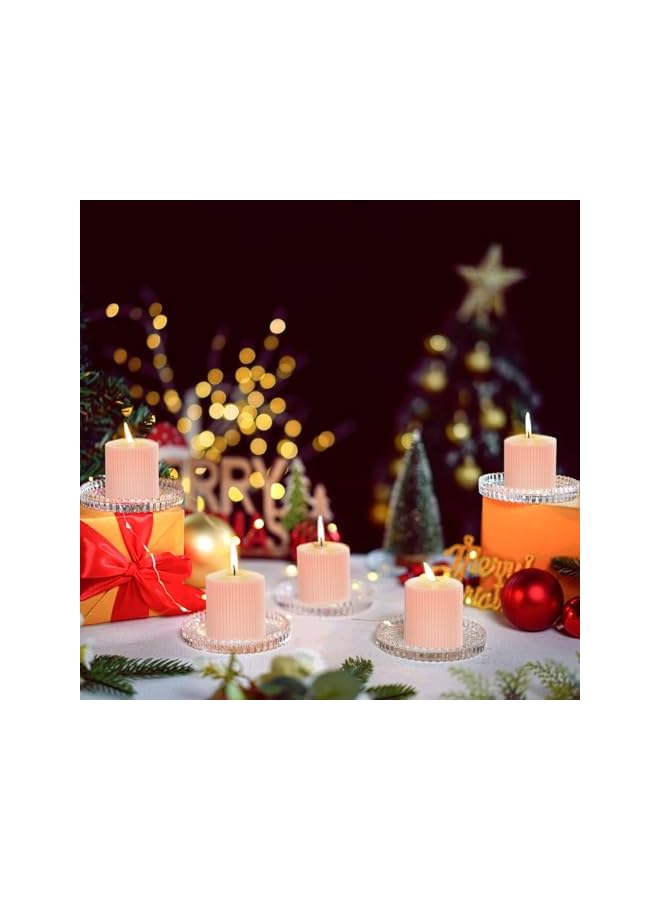 The Bros Set of 6 Clear Glass Pillar Candle Holder Plates,10cm Round Glass Candle Plate, Gear Serrated Candle Tray Plates for Table Centerpieces,Party, Wedding and Home Decor - Image 4