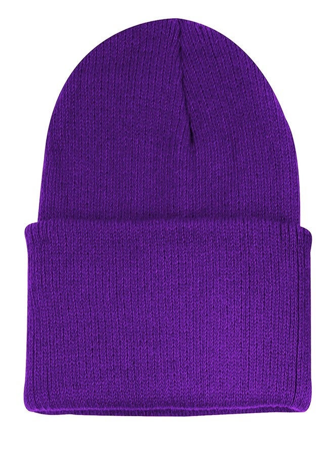 Zando Soft Kids Toddler Baby Purple Beanie for Boys Girls - Cute Slouchy Cuffed Halloween Beanies Accessories Warm Lightweight Knit Winter hat for Daily School Skiing Wear One Size - Image 2