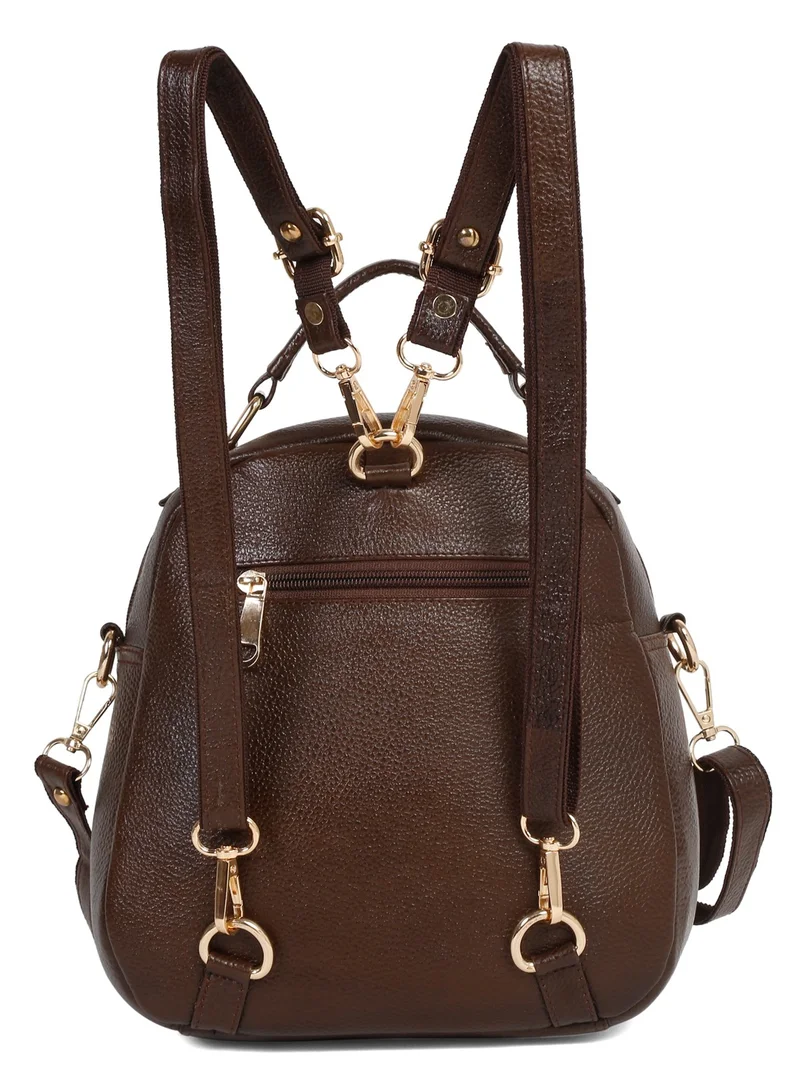 TEAKWOOD brown Teakwood Textured Backpack for Women – Khaki Water-Resistant Convertible Backpack with Adjustable Straps for Women | Best Price UAE