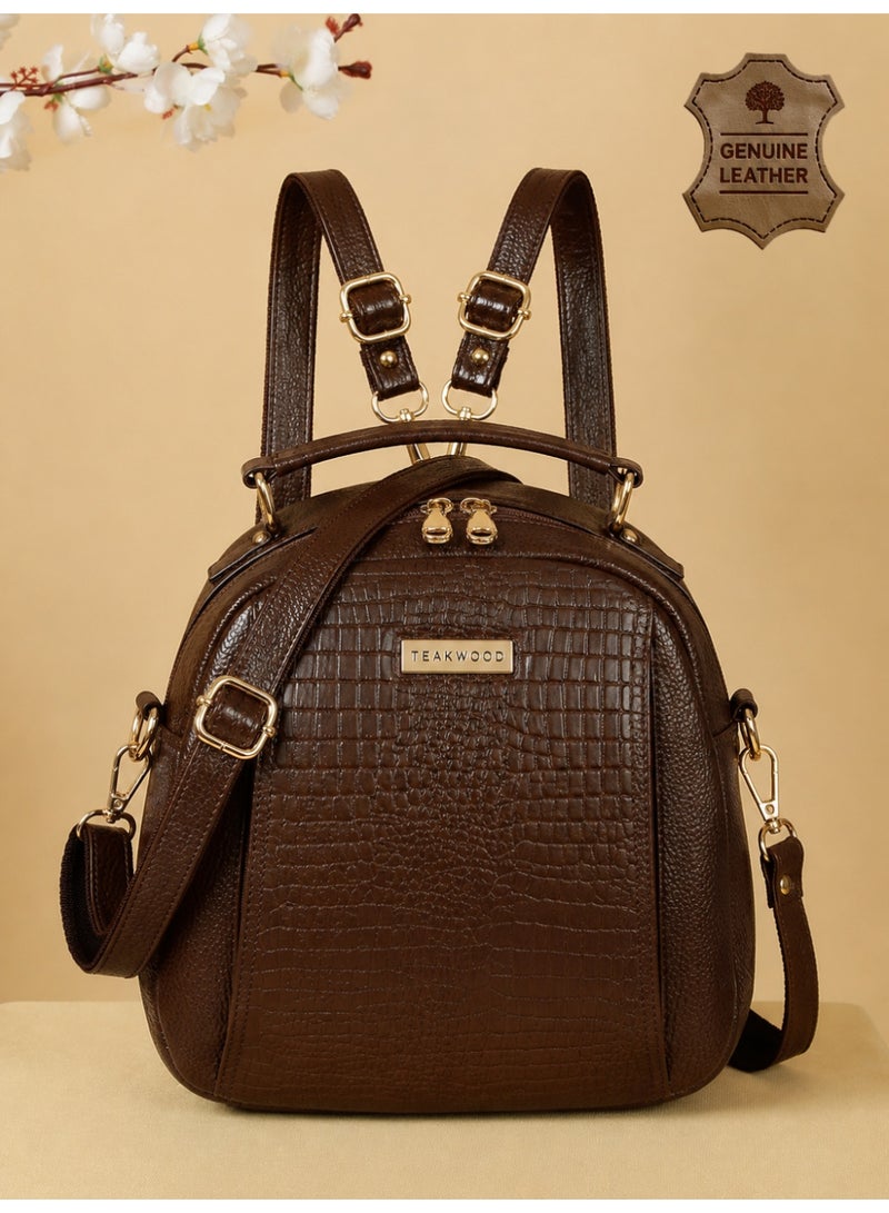 Teakwood Women’s Convertible Backpack | Khaki Textured Leather Look Sling & Backpack | Mini Travel Bag | Multi-Compartment | Adjustable Straps | Lightweight Durable Design | Stylish for Daily Use & TravelTeakwood Women’s Convertible Backpack | Khaki Textured Leather Look Sling & Backpack | Mini Travel Bag | Multi-Compartment | Adjustable Straps | Lightweight Durable Design | Stylish for Daily Use & Travel - Image 1