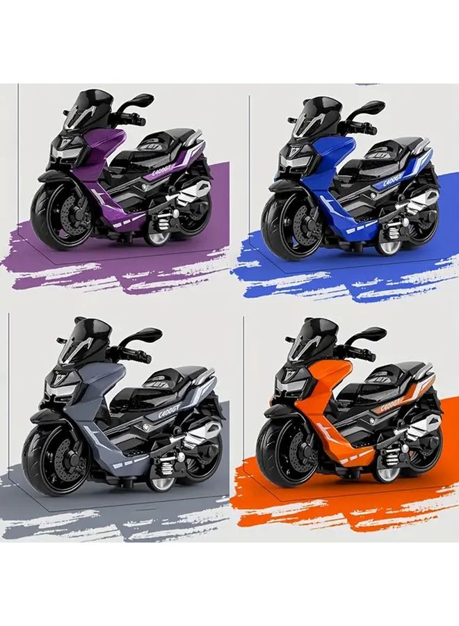 دراجة نارية بألوان عشوائية لعبة سحب محرك متينة نموذج معدني تصميم واقعي هدية عيد ميلاد - Image 5