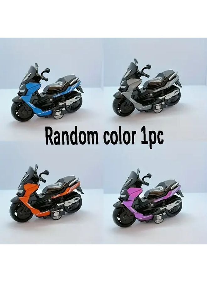 دراجة نارية بألوان عشوائية لعبة سحب محرك متينة نموذج معدني تصميم واقعي هدية عيد ميلاد - Image 1