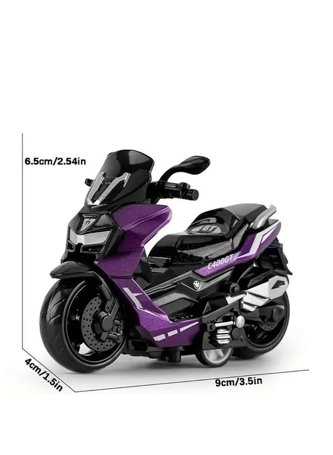 دراجة نارية بألوان عشوائية لعبة سحب محرك متينة نموذج معدني تصميم واقعي هدية عيد ميلاد - Image 3