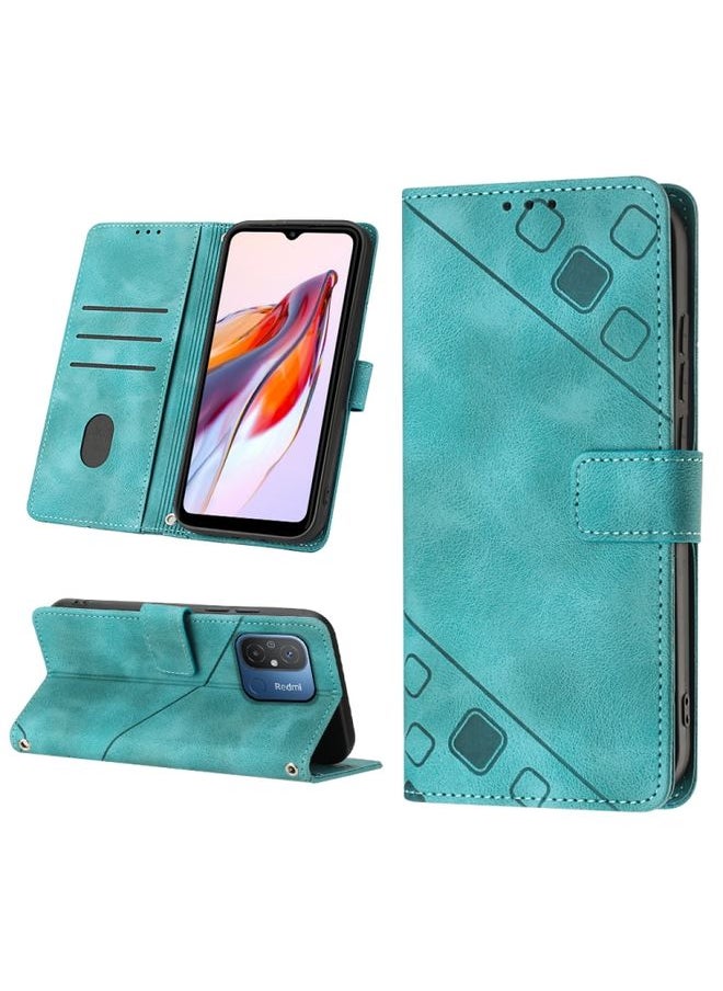 HuHa Case Cover For Xiaomi Poco C55 / Redmi 12C / 11A Skin-feel Embossed Leather Phone Case Green 