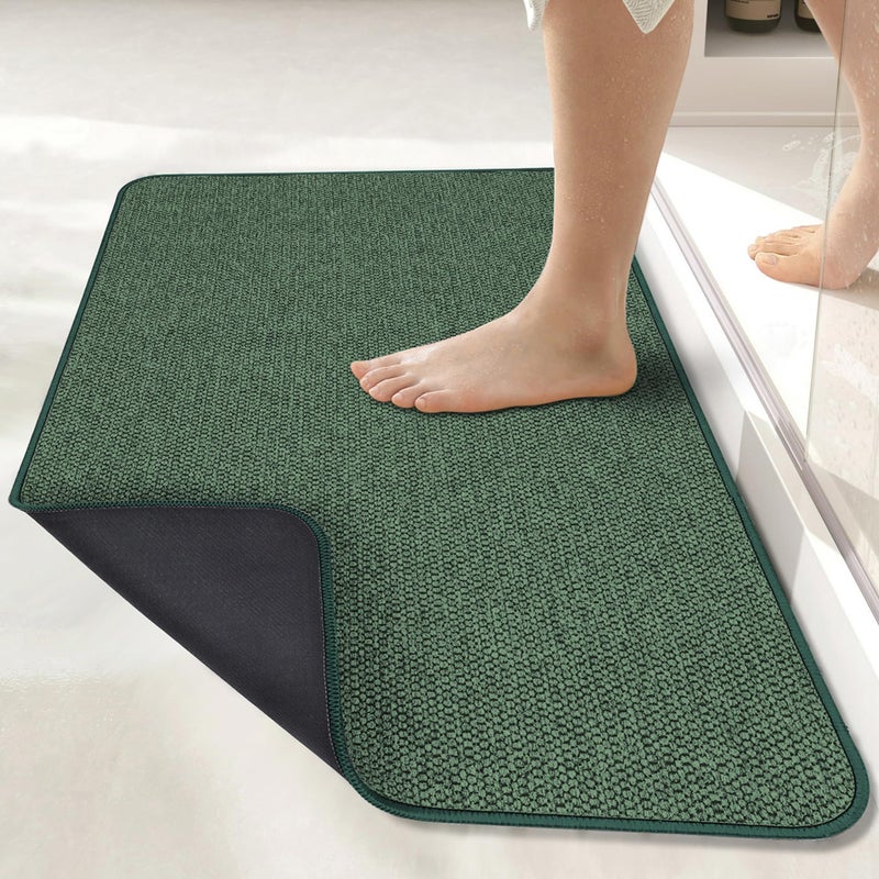 Bosap Bath Mat,Ultra Thin Bathroom Rugs,Rubber Bath Mats for Bathroom,No Slip Bath Rugs,Quick Dry,Machine Washable,Low Pile,Absorbent,Shower Outside,Sink,Home Decor Accessories.Green,1'5"x2'3"(17x27inch) - Image 1