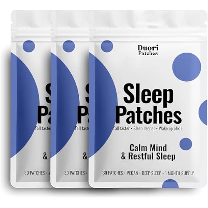 DUORI Sleep Patches for Adults - Valerian Root - Melatonin Free - Natural Sleep Aid with 5-HTP and Ashwagandha - 3 Pack (90 Patches) - Image 1