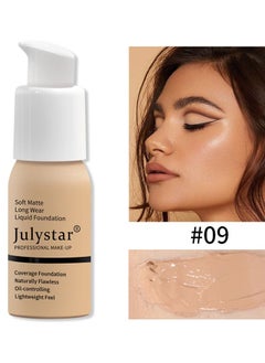 Julystar Matte Non-Porous Foundation, Oil Control Foundation, Coverage Foundation, 30ml Classic Ivory #09  - Image 1