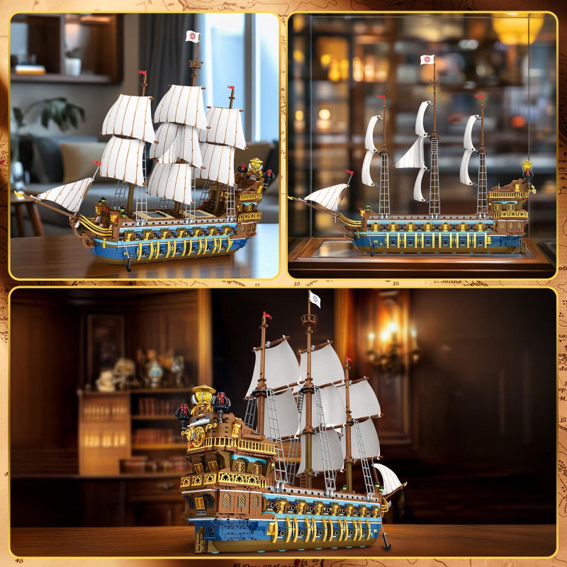 Reobrix Royal Pirate Ship Building Set for Adults, 2830-Piece Large Model Ship, Collectible Luxury Display Pirate Ship Model 66011, Architecture Set Gifts for Maritime Lovers 14+ - Image 3