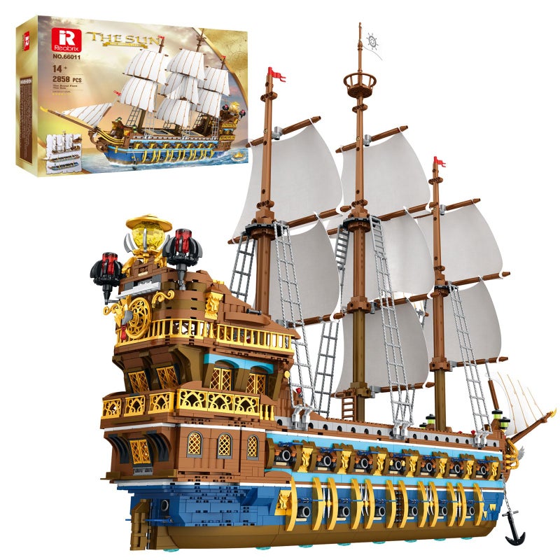Reobrix Royal Pirate Ship Building Set for Adults, 2830-Piece Large Model Ship, Collectible Luxury Display Pirate Ship Model 66011, Architecture Set Gifts for Maritime Lovers 14+ - Image 1