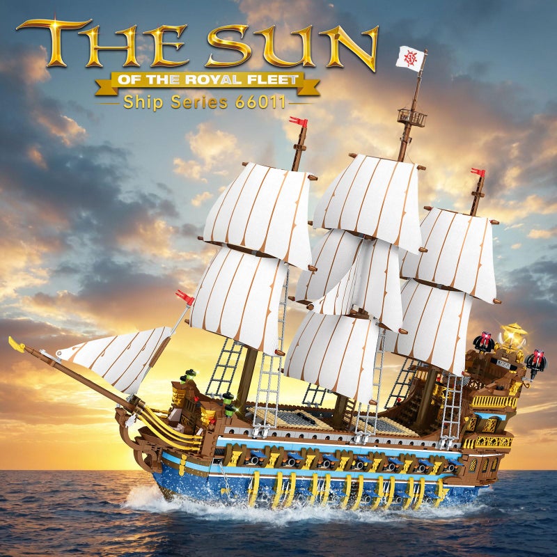 Reobrix Royal Pirate Ship Building Set for Adults, 2830-Piece Large Model Ship, Collectible Luxury Display Pirate Ship Model 66011, Architecture Set Gifts for Maritime Lovers 14+ - Image 2