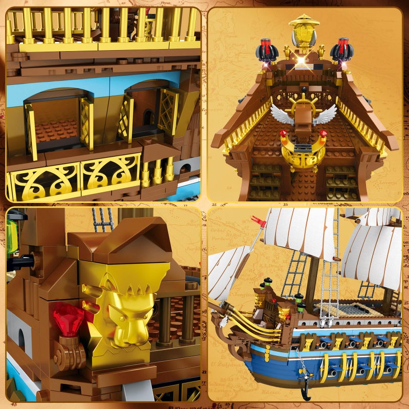 Reobrix Royal Pirate Ship Building Set for Adults, 2830-Piece Large Model Ship, Collectible Luxury Display Pirate Ship Model 66011, Architecture Set Gifts for Maritime Lovers 14+ - Image 5
