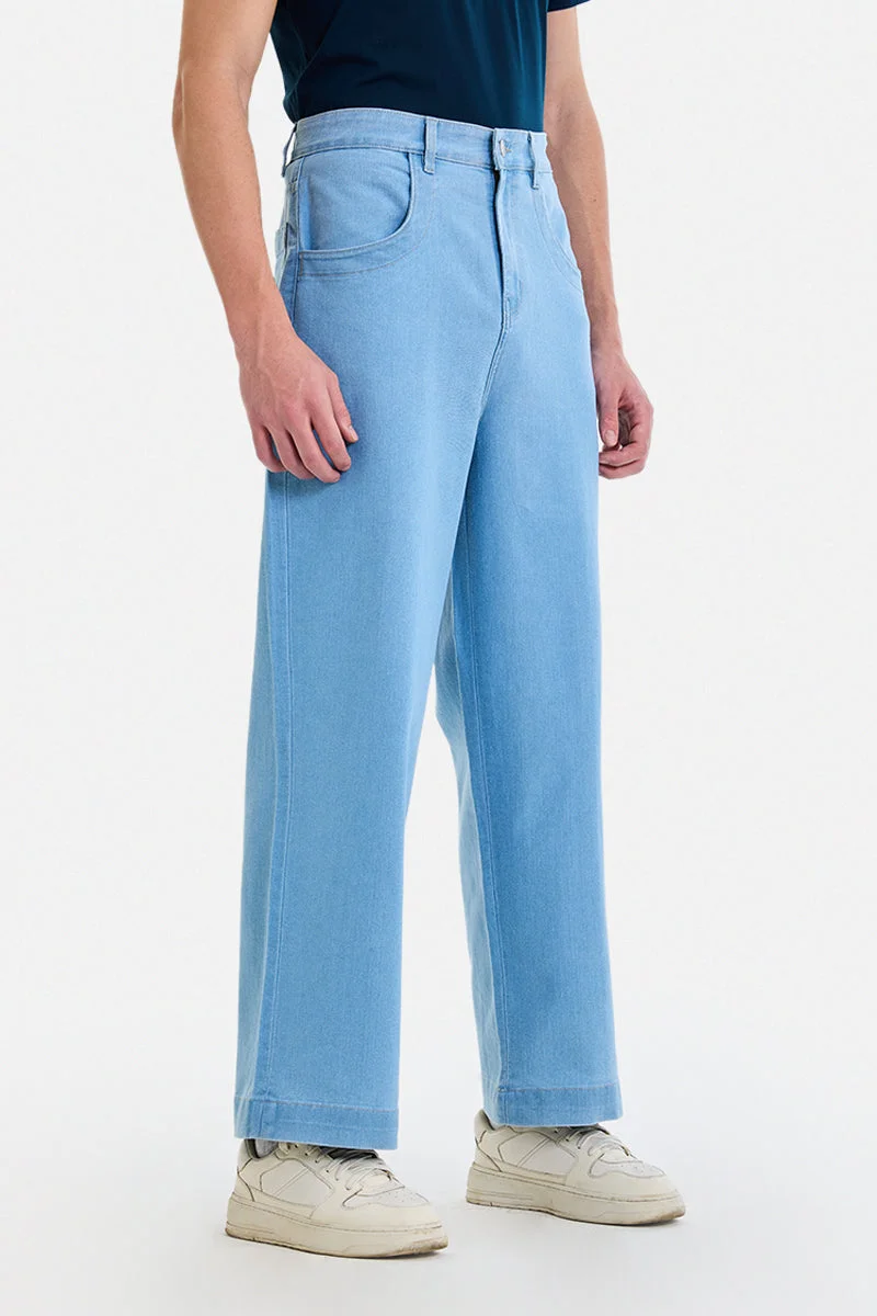 SNITCH Light Blue Light Blue Solid Relaxed Casual Jeans for Men | Best Price UAE