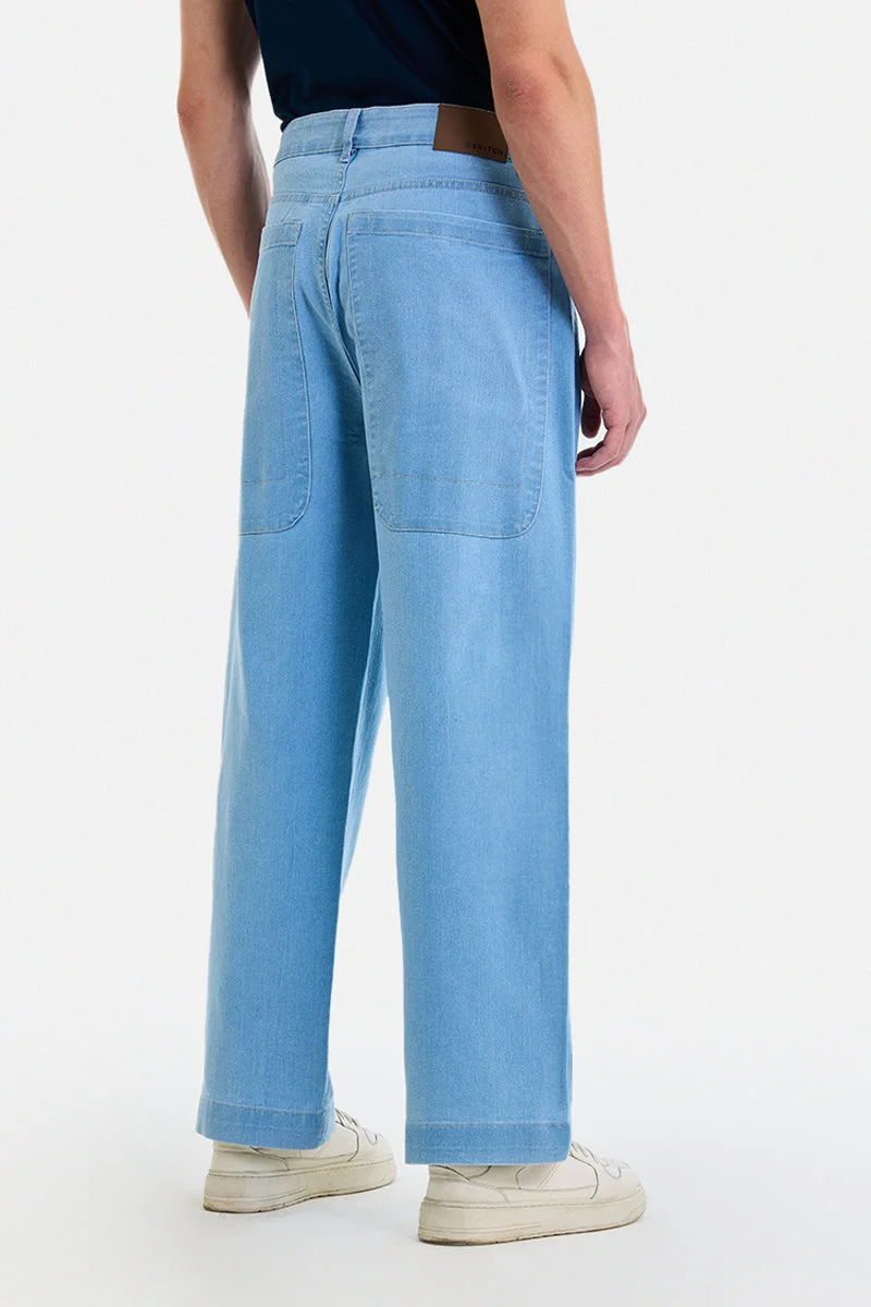 SNITCH Light Blue Light Blue Solid Relaxed Casual Jeans for Men | Best Price UAE