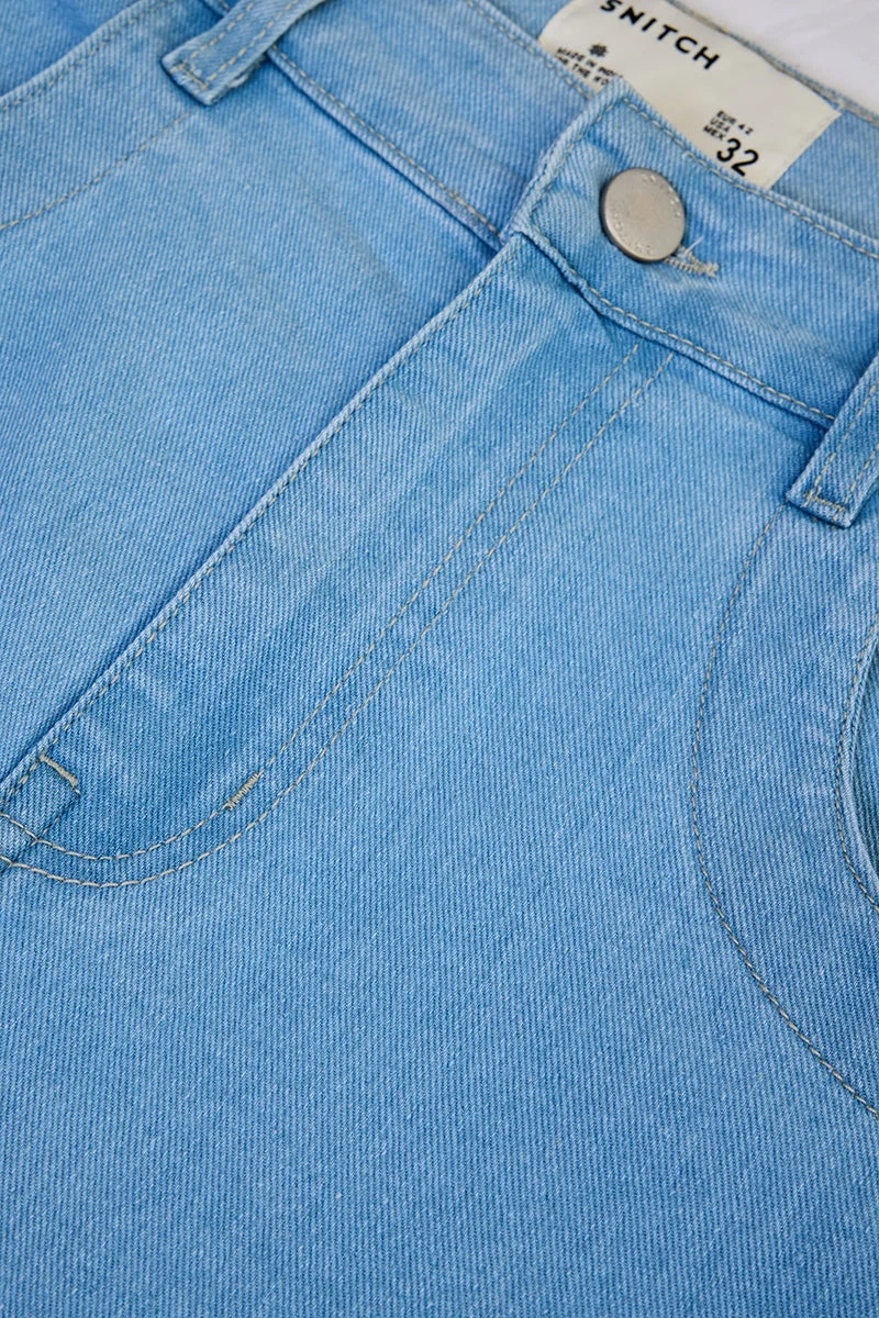 SNITCH Light Blue Light Blue Solid Relaxed Casual Jeans for Men | Best Price UAE