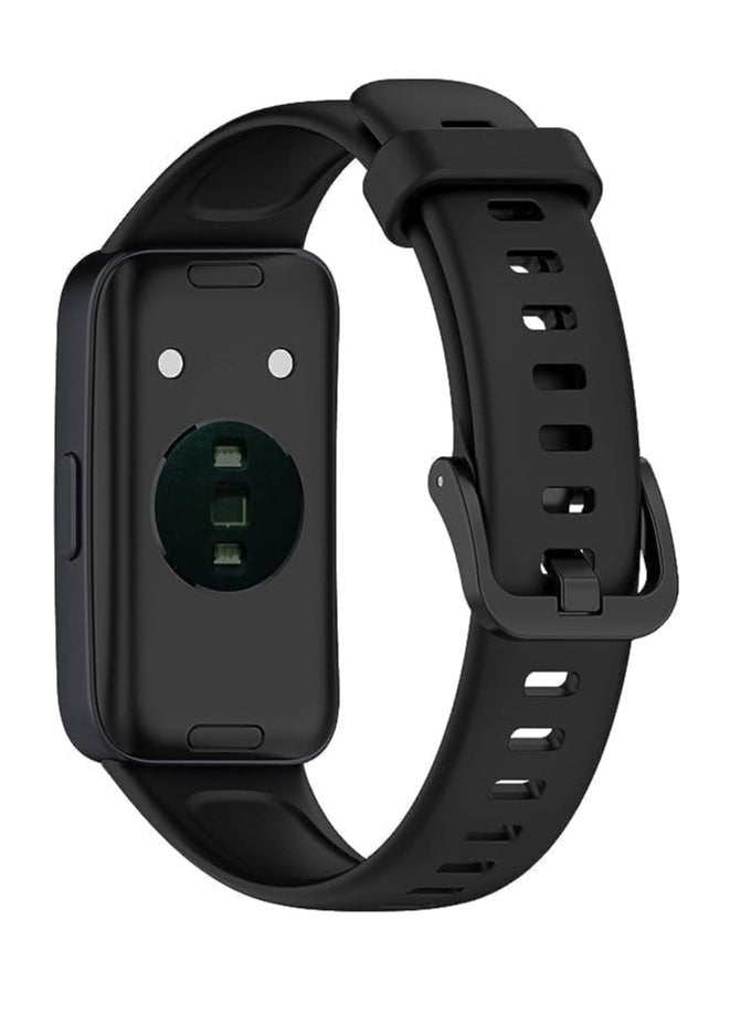 ماركة غير محددة Replacement Strap Compatible for Honor Band 8 Huawei Band 8 Silicone Waterproof Smart Watch Band (Black)  - Image 2