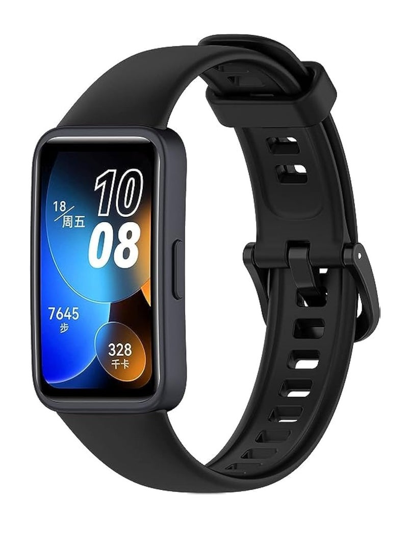 ماركة غير محددة Replacement Strap Compatible for Honor Band 8 Huawei Band 8 Silicone Waterproof Smart Watch Band (Black)  - Image 1