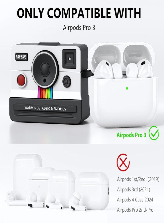VISOOM Retro Cases Case Cover for Apple Airpods iPods Pro 3 2025 - VISOOM Designer Cute Silicone Airpods iPods Pro 3. Generation Case Cover Airpod Accessories, Airpod iPod Pro3 Protective Cases-White - Image 3