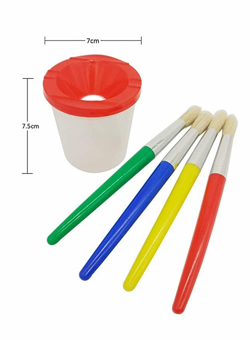 Y&D Water Based Paints Paint Brushes for Children 4 Pieces Spill Proof Cups and Kids Assorted Colored Children's Paintbrushes  - Image 5