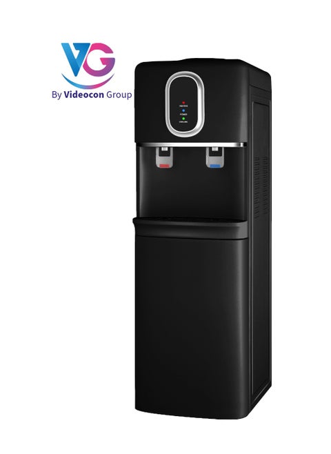 Top Loading Water Dispenser With Hot and Cold Water and Compressor Cooling, Cabinet with Refrigerator, Floor Standing, Suitable for Home, Office etc.-Black- VGWD925