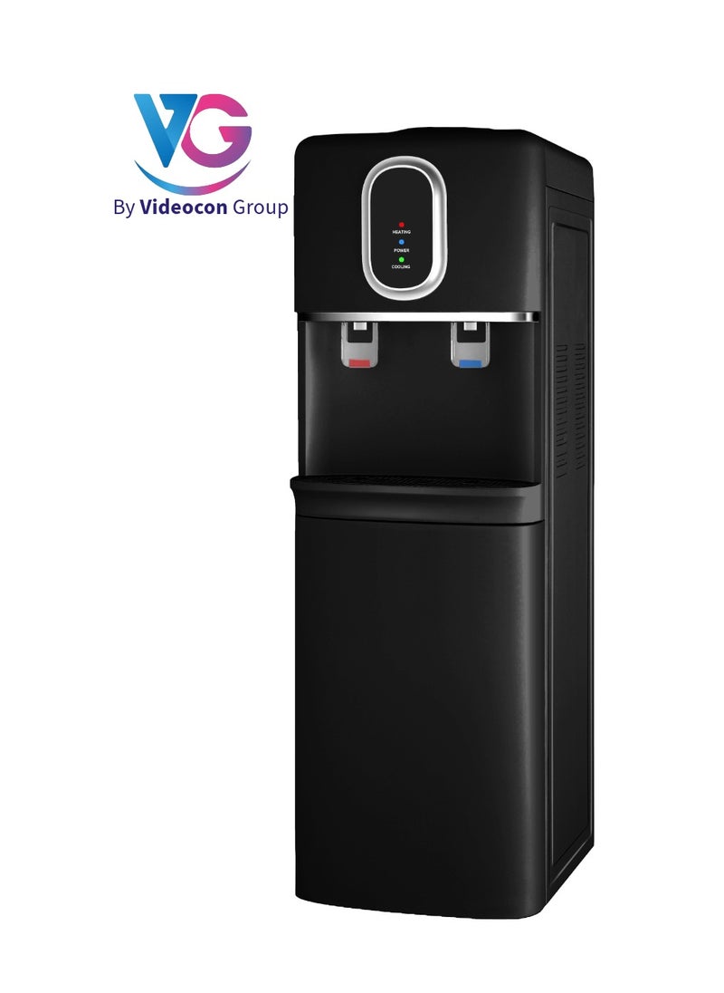 VG - Top Loading Water Dispenser With Hot and Cold Water and Compressor Cooling, Cabinet with Refrigerator, Floor Standing, Suitable for Home, Office etc.-Black- VGWD925 - Image 1