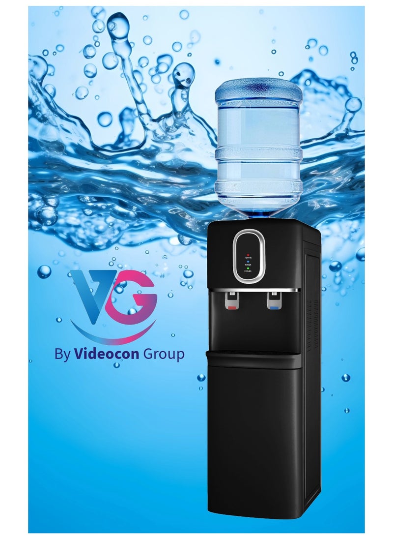 VG - Top Loading Water Dispenser With Hot and Cold Water and Compressor Cooling, Cabinet with Refrigerator, Floor Standing, Suitable for Home, Office etc.-Black- VGWD925 - Image 1