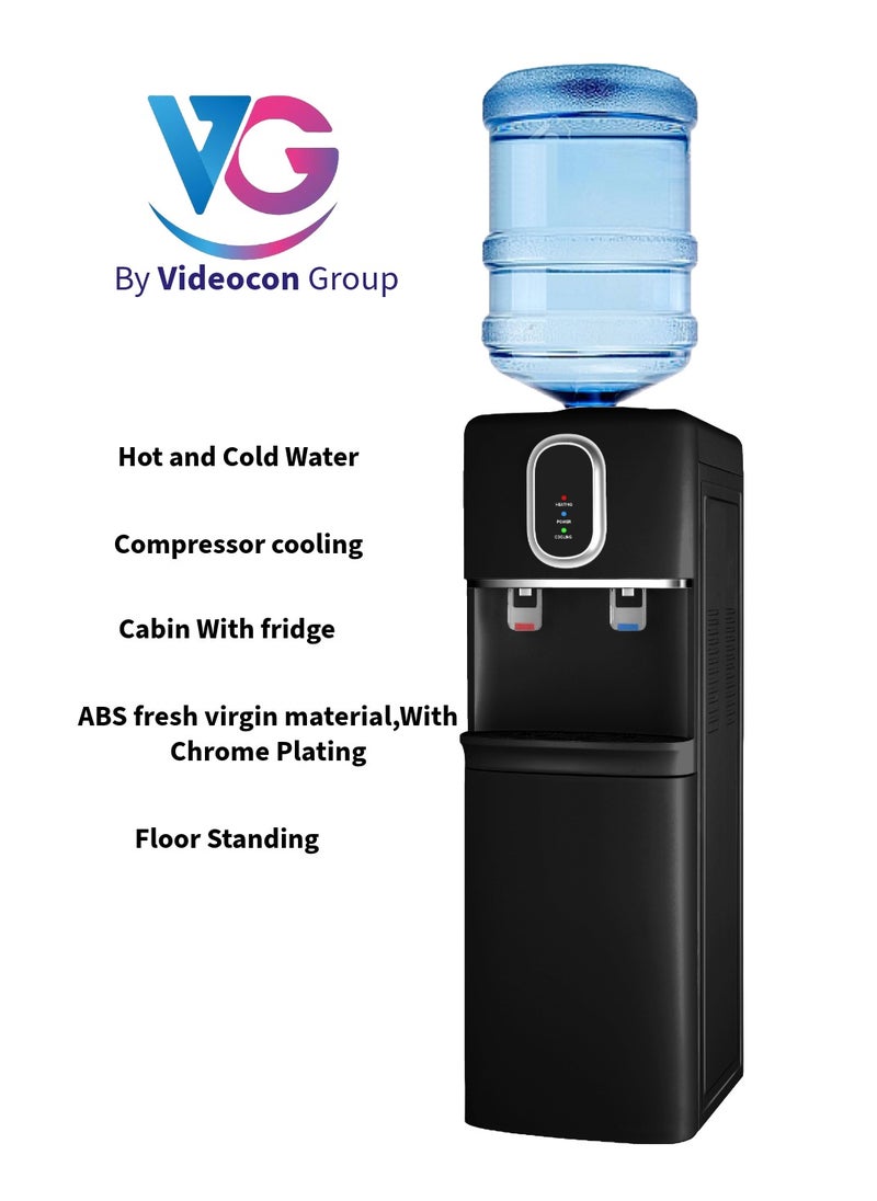VG - Top Loading Water Dispenser With Hot and Cold Water and Compressor Cooling, Cabinet with Refrigerator, Floor Standing, Suitable for Home, Office etc.-Black- VGWD925 - Image 1