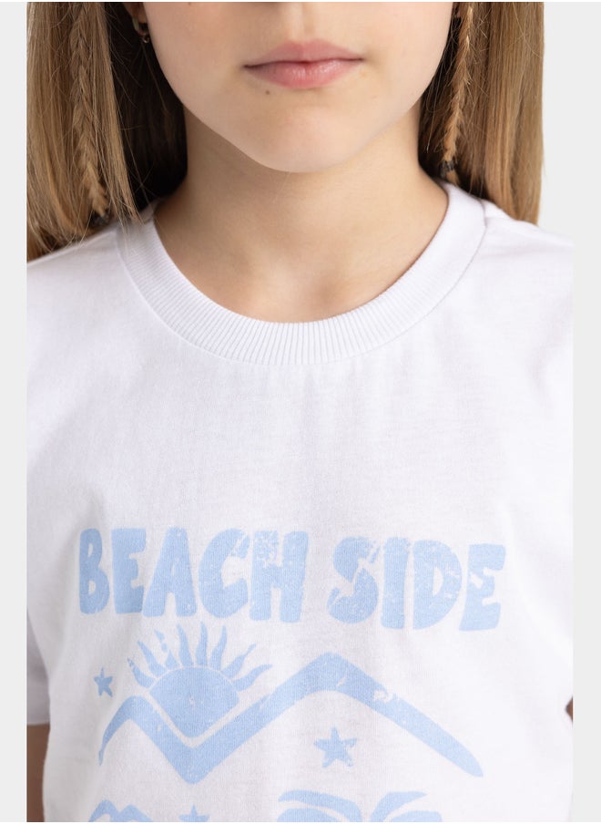 DeFacto DeFacto Kids White Beachside Printed Short Sleeve T-Shirt  - Image 5