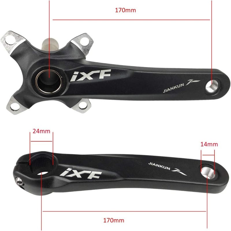 BNVB Bike Crank Arm Set， 170mm 104 BCD Mountain Bike Crank Set with Bottom Bracket Crank and Chainring Bolts for MTB BMX Road Bicyle, Compatible with Shimano, FSA, Gaint (Black/Red/Silver) - Image 5