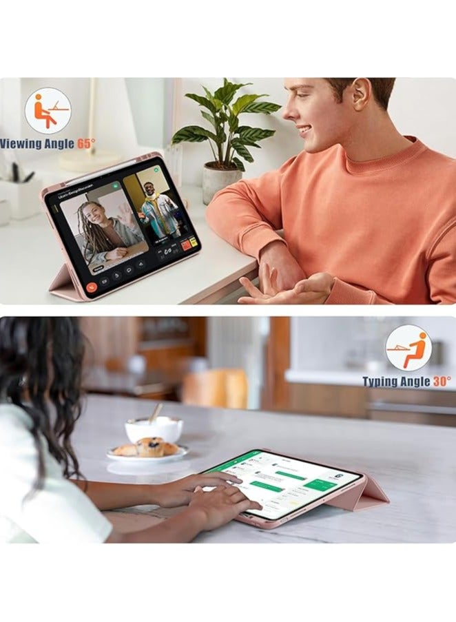 Case Compatible with New iPad Pro 13 inch 2024 M4 with Built-in Pencil Holder, for iPad Pro 13 with Hard Clear Back Cover, (Pink) - Image 4