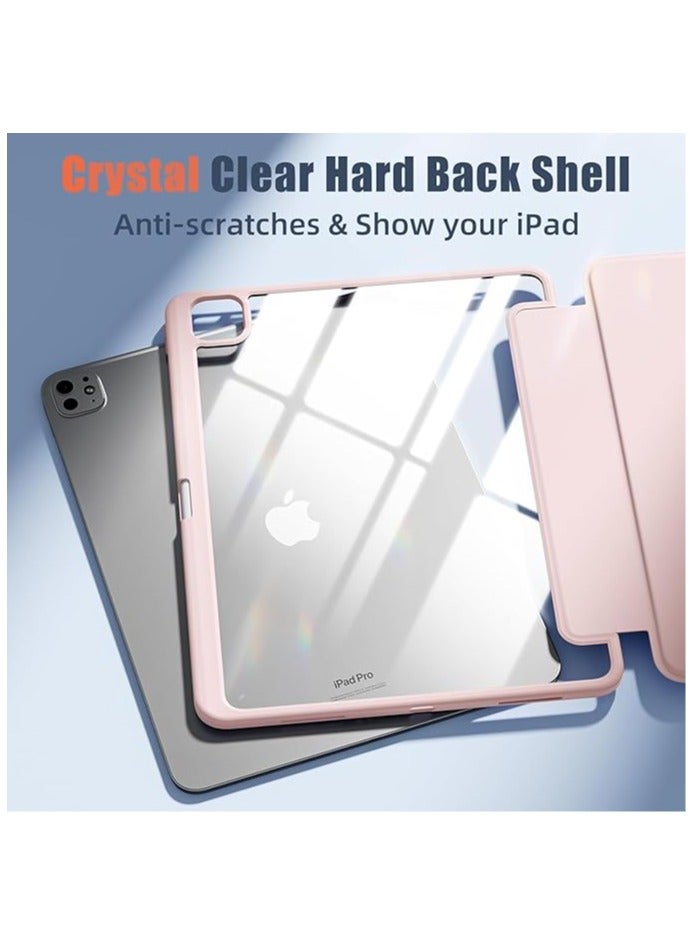 Case Compatible with New iPad Pro 13 inch 2024 M4 with Built-in Pencil Holder, for iPad Pro 13 with Hard Clear Back Cover, (Pink) - Image 5