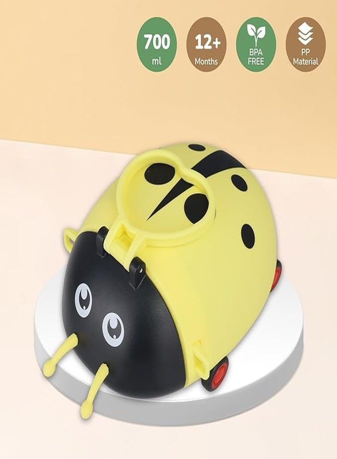 DEEDECORWAVE Ladybug Beetle Premium Water Sipper for Baby - 700ml BPA-Free, Spill-Proof PP Material with Soft Silicone Straw | Leakproof Sippy Cup for Kids 12+ Months(Yellow) - Image 4