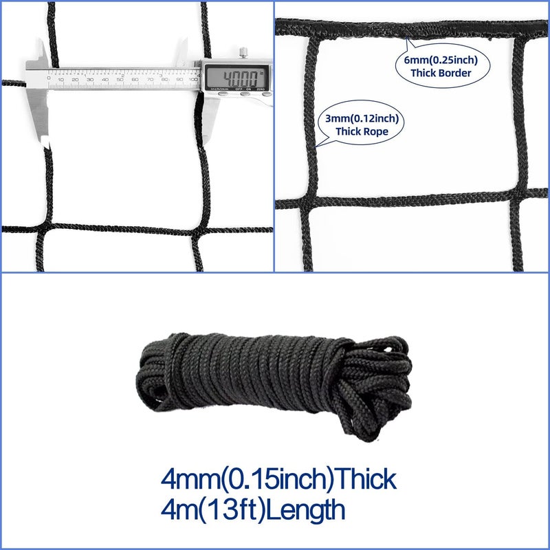 Wiseek Soccer Backstop Net, High Impact Barrier Net, Nylon Practice Sports Netting 10x20ft/10x30ft/10x40ft (Installation Rope Included) - Image 5