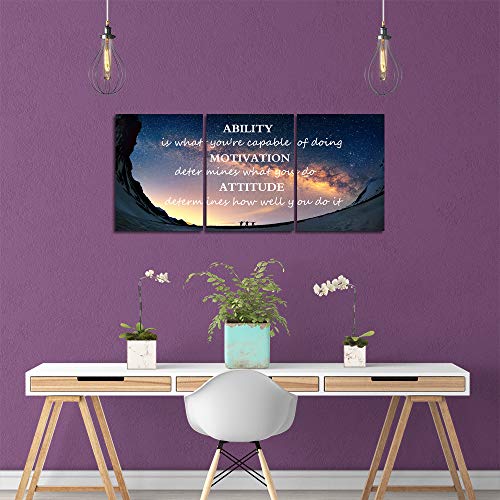 Yetaryy Motivational Quotes Canvas Wall Art Inspirational Ability Motivation Attitude Saying Words Posters Prints Entrepreneur Quote Home Office Bedroom Decor 3 Panels Ready to Hang - 36" W x 16" H - Image 3