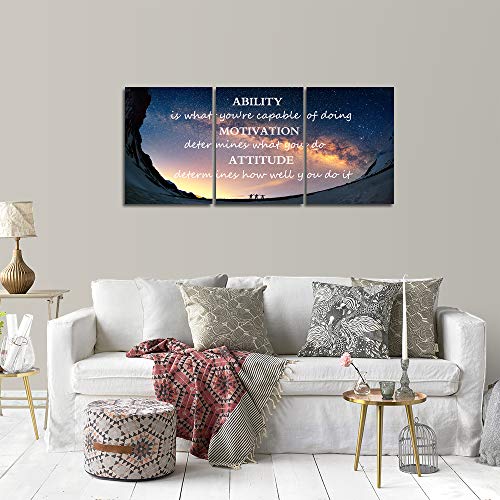 Yetaryy Motivational Quotes Canvas Wall Art Inspirational Ability Motivation Attitude Saying Words Posters Prints Entrepreneur Quote Home Office Bedroom Decor 3 Panels Ready to Hang - 36" W x 16" H - Image 4
