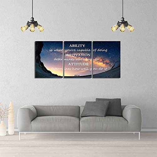 Yetaryy Motivational Quotes Canvas Wall Art Inspirational Ability Motivation Attitude Saying Words Posters Prints Entrepreneur Quote Home Office Bedroom Decor 3 Panels Ready to Hang - 36" W x 16" H - Image 5