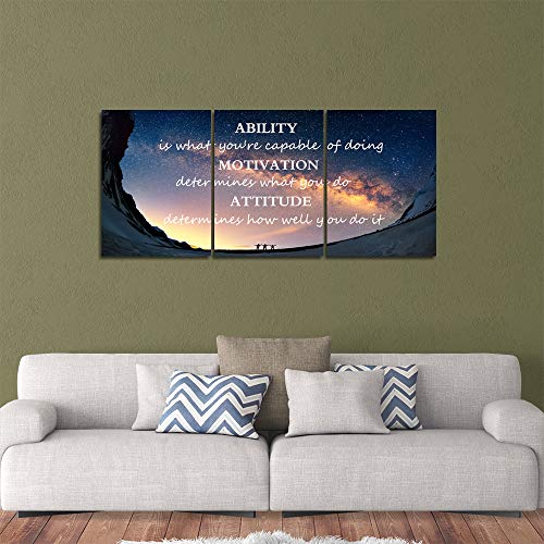 Yetaryy Motivational Quotes Canvas Wall Art Inspirational Ability Motivation Attitude Saying Words Posters Prints Entrepreneur Quote Home Office Bedroom Decor 3 Panels Ready to Hang - 36" W x 16" H - Image 2